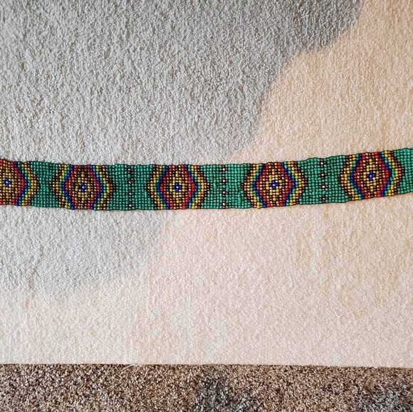 Beaded / wood elastic stretch belt. Bohemian - Picture 6 of 9